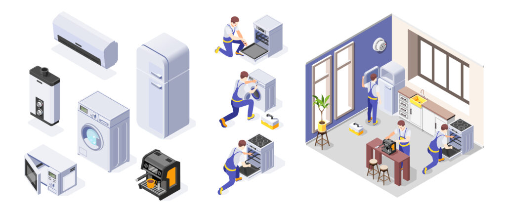 2002.i301.036.F.m004.c9.Home appliance repair isometric background